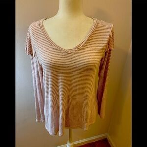 Democracy peach striped knit top, size S